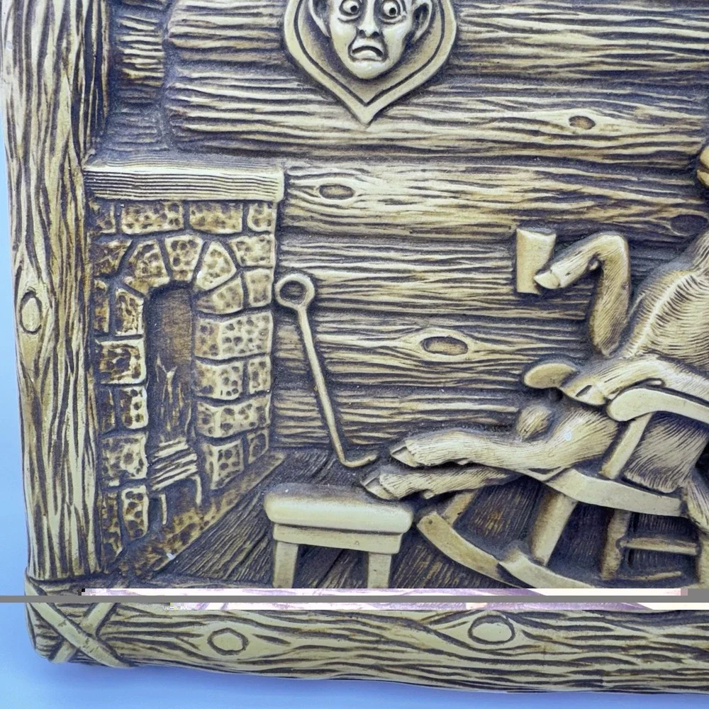 Vintage Deer Hunter Chalkware Wall Plaque Cabin Decor Rifle Hunting Lodge 10x13